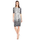 Vince Camuto - Printed Knit Bodycon Dress With Ruching
