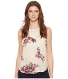 Lucky Brand - Floral Print Mixed Lace Yoke Tank Top