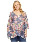 Nally &amp; Millie - Plus Size Rose Floral Print Tunic