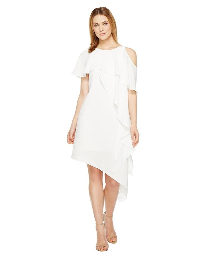 Adrianna Papell - Novelty Gauzy Crepe Cold Shoulder Asymmetric Dress