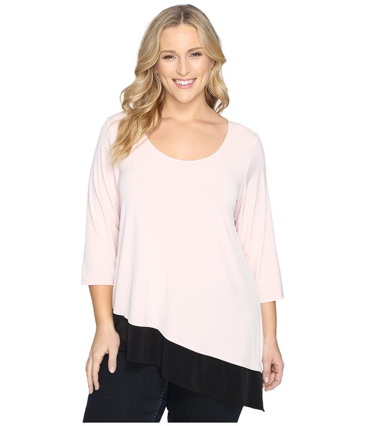 Calvin Klein Plus - Plus Size 3/4 Sleeve Double Layer Angle Top