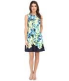 Vince Camuto - Sleeveless Scuba Dress W/ Waist Seam And Overlap Skirt