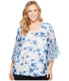 Calvin Klein Plus - Plus Size Short Sleeve V-neck With Flare Sleeve Blouse
