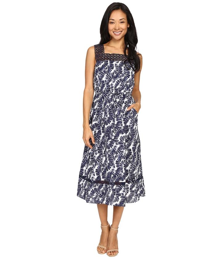Christin Michaels - Joni Lace Illusion Printed Dress