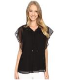 Calvin Klein - Flutter Sleeve Top W/ Lace Yoke
