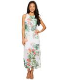 Vince Camuto Specialty Size - Petite Sleeveless Havana Tropical Maxi Dress W/ Slits