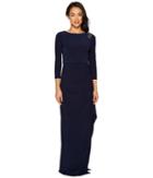Adrianna Papell - Long Sleeve Jersey Gown With Beaded Shoulder