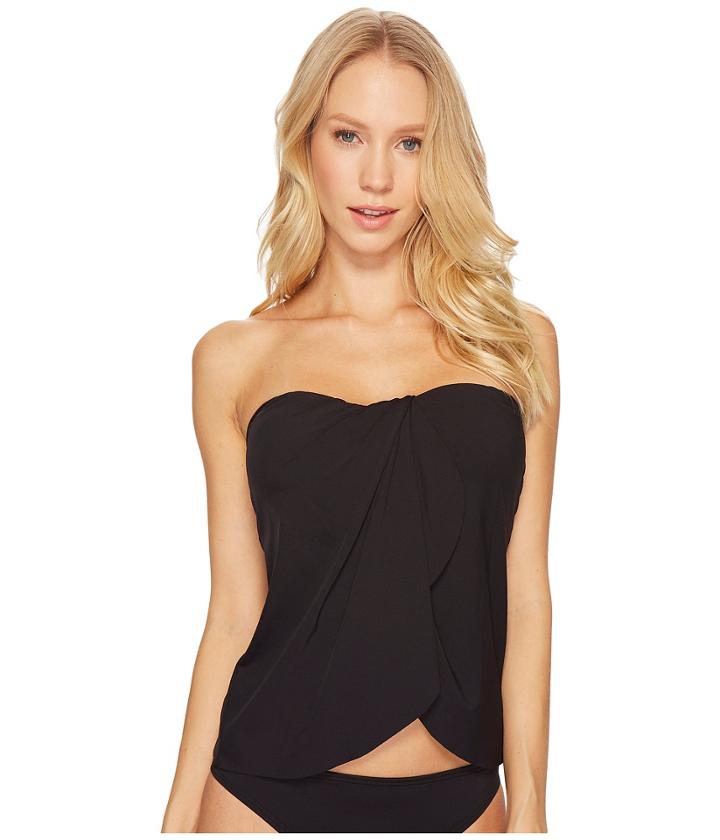 Vince Camuto - Riviera Solids Draped Bandini Top W/ Soft Cups Removable Strap