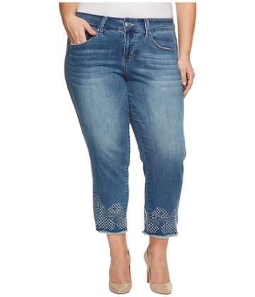 Jag Jeans Plus Size - Plus Size Logan Straight Ankle Jeans W/ Embroidery In Horizon Blue Denim