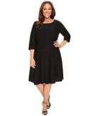 Christin Michaels - Plus Size Andrea 3/4 Sleeve Fit And Flare Dress
