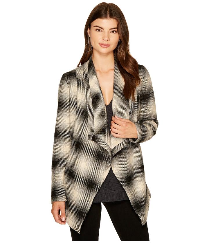 Jack By Bb Dakota - Mower Light Plaid Drape-front Wrap Jacket