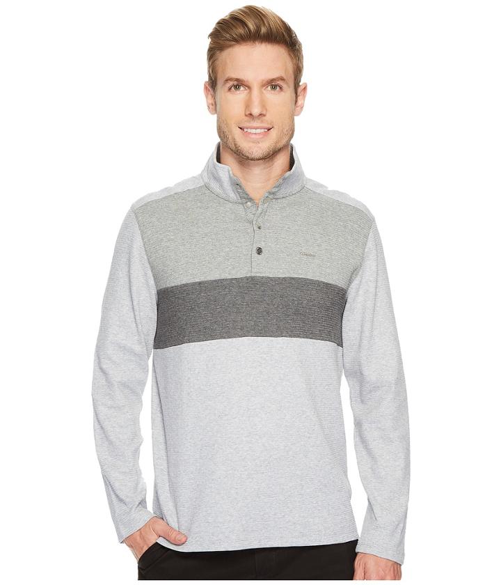 Calvin Klein - Color Blocked Chest Stripe 1/4 Snap Knit