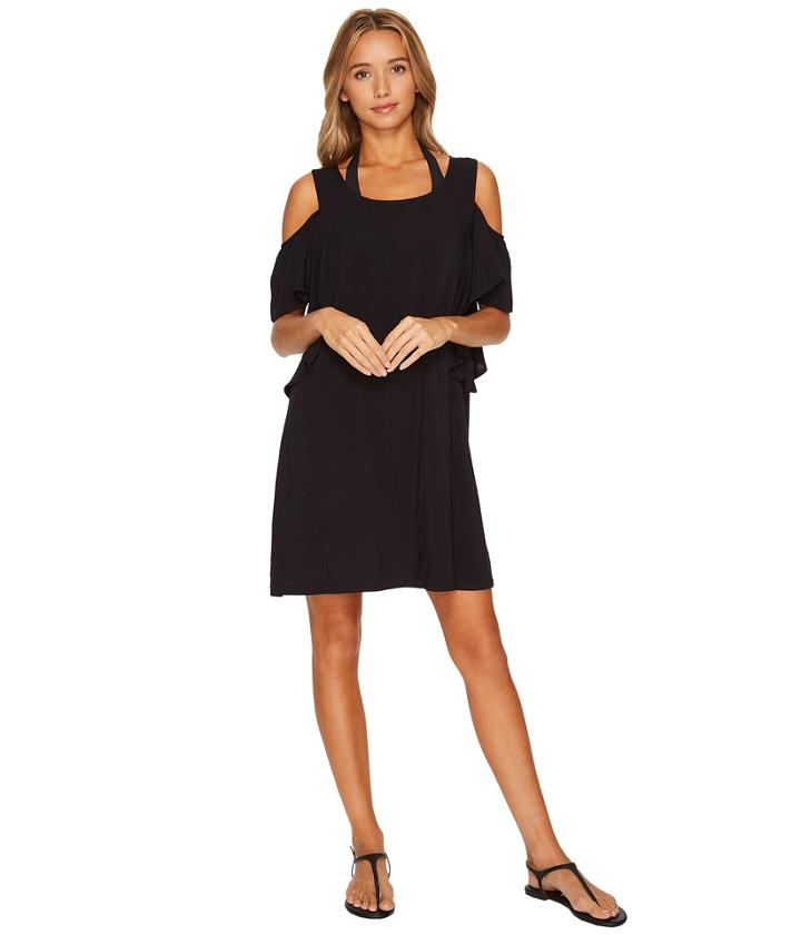 Michael Michael Kors - Geometric Glamour Solids Cold Shoulder Ruffle Dress Cover-up