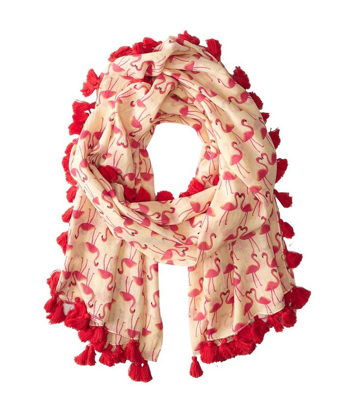 San Diego Hat Company Bss1386 Printed Cotton Scarf W/ Flamingos And Tassels