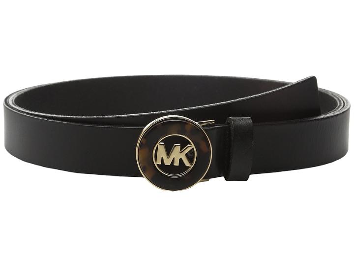 Michael Michael Kors - 25mm Veg Leather Belt On Tortoise Inlay Plaque Buckle