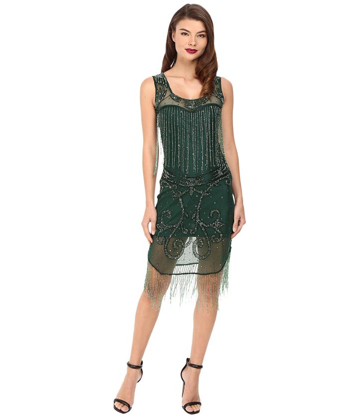 Unique Vintage - Hand Beaded Draping Fringe Flapper Dress