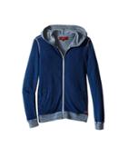 7 For All Mankind Kids - Knit Denim-look French Terry With Marled Rib Knit Full Zip Hoodie