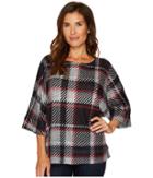 Nally &amp; Millie - Plaid Print Brush Sweater Top