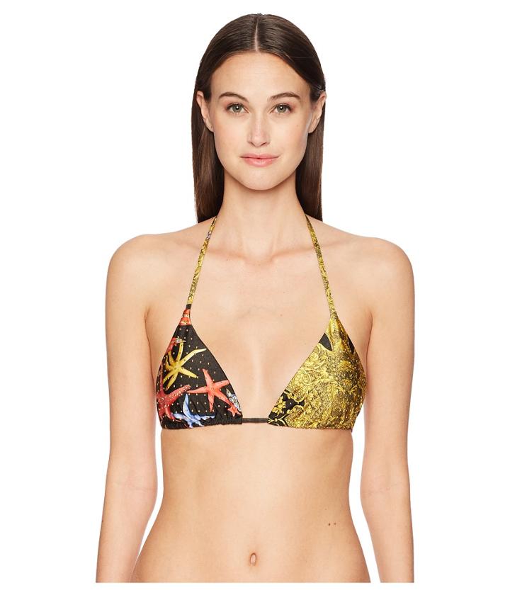 Versace - Triangolo Tresor De La Mer Gold Studs Bikini Top