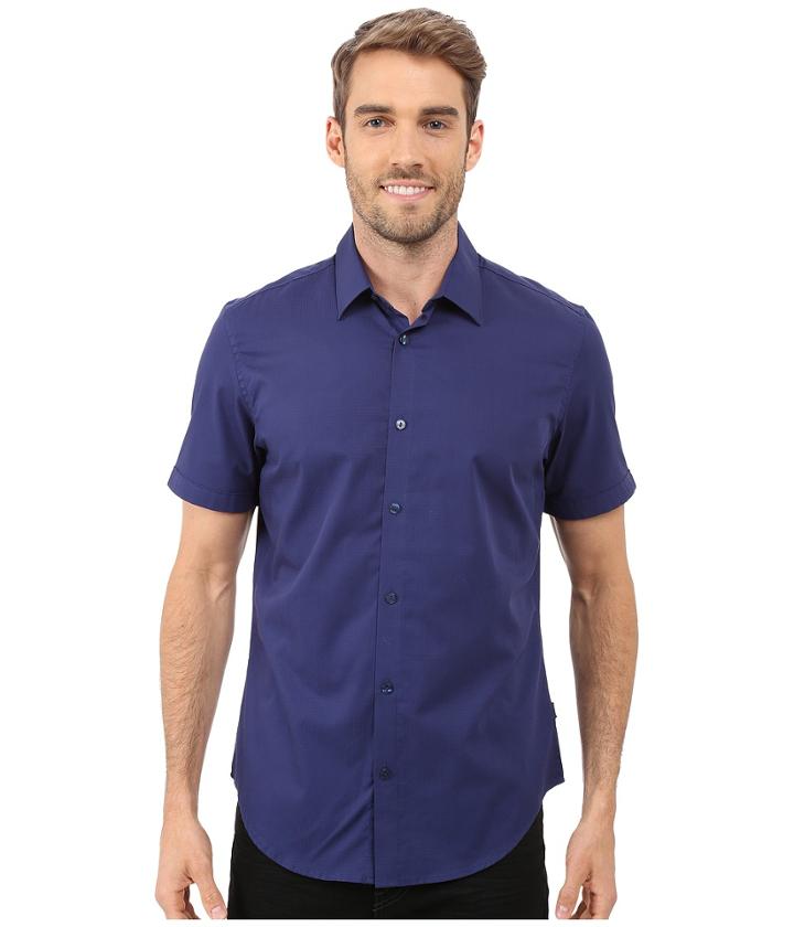 Calvin Klein - Short Sleeve Faded Dobby Plaid Woven Shirt