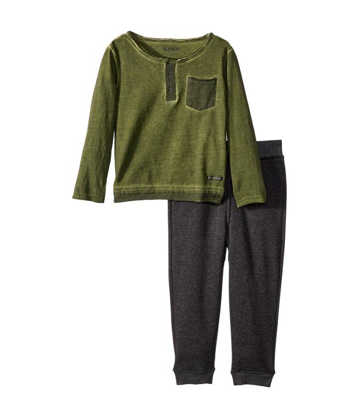 Hudson Kids - Two-piece Henley Top W/ Jogger Pants Set