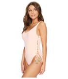 Vince Camuto - Riviera Solids Lace-up U-neck One-piece Swimsuit W/ Removable Soft Cups