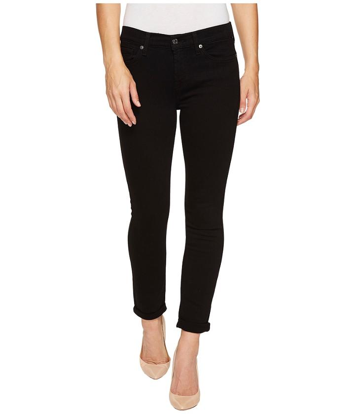 7 For All Mankind - The Skinny Crop Roll W/ Squiggle In Black Twill