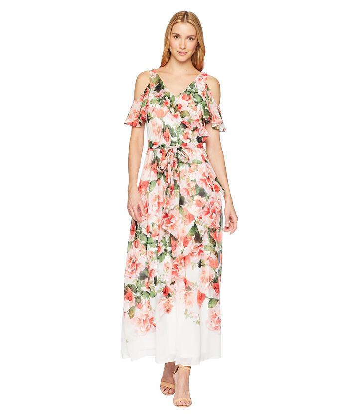 Calvin Klein - Cold Shoulder Ruffle Maxi Dress