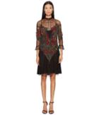 Just Cavalli - Mesh Inset Roses Heart Printed 3/4 Sleeve Dress