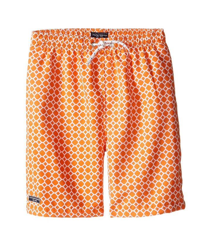 Toobydoo - Orange Dot White Lace Drawstring Swim Shorts