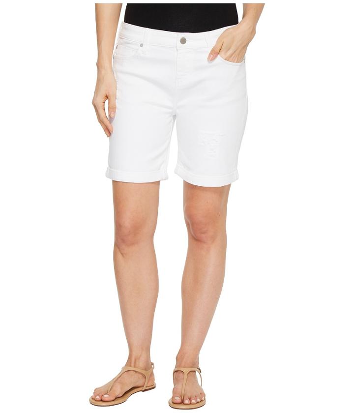 Liverpool - Corine Walking Shorts With Destruct In Comfort Stretch Denim In Powder Destruct