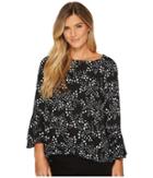 Vince Camuto - Cascading Leaves Flare Cuff Fold-over Blouse