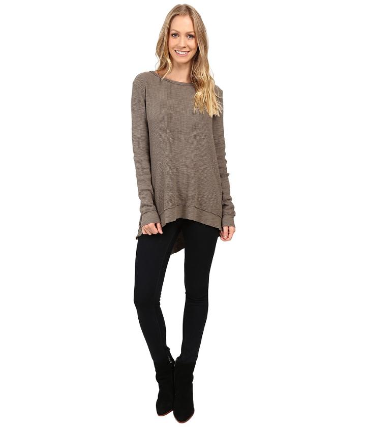 Dylan By True Grit - Softest Slub Waffle Long Sleeve Asymmetrical Top