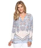 Dylan By True Grit - Vintage Boho Bandana Border Long Sleeve Blouse