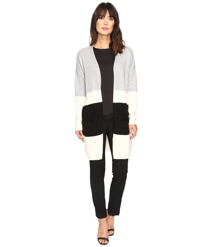 Vince Camuto - Long Sleeve Color Blocked Maxi Cardigan