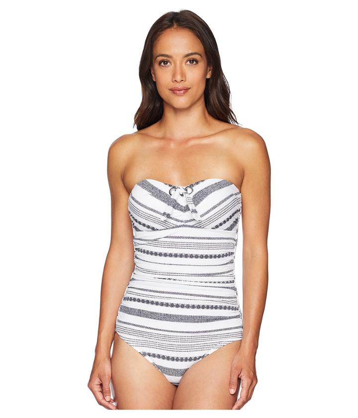 Tommy Bahama - Sandbar Stripe-shirred Bandeu One-piece