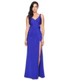 Faviana - Faille Satin V-neck W/ Back Cut Out 7954