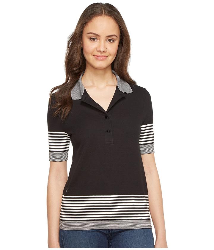 Lacoste - Short Sleeve Placed Stripe Honeycomb Polo
