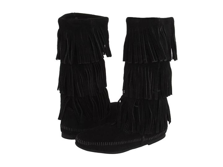 Minnetonka Calf Hi 3-layer Fringe Boot