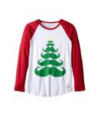 The Original Retro Brand Kids - Long Sleeve Raglan Mustache X-mas Tee