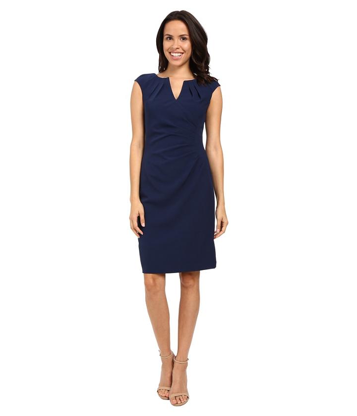Adrianna Papell - Pleated Side Wrap Sheath Dress