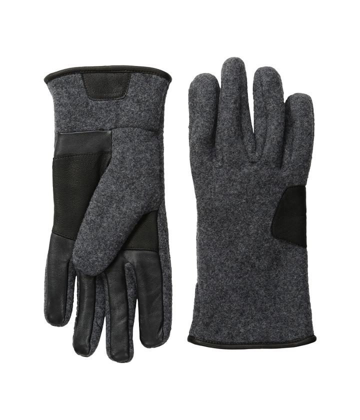 Ugg - Fabric Smart Gloves W/ Leather Trim