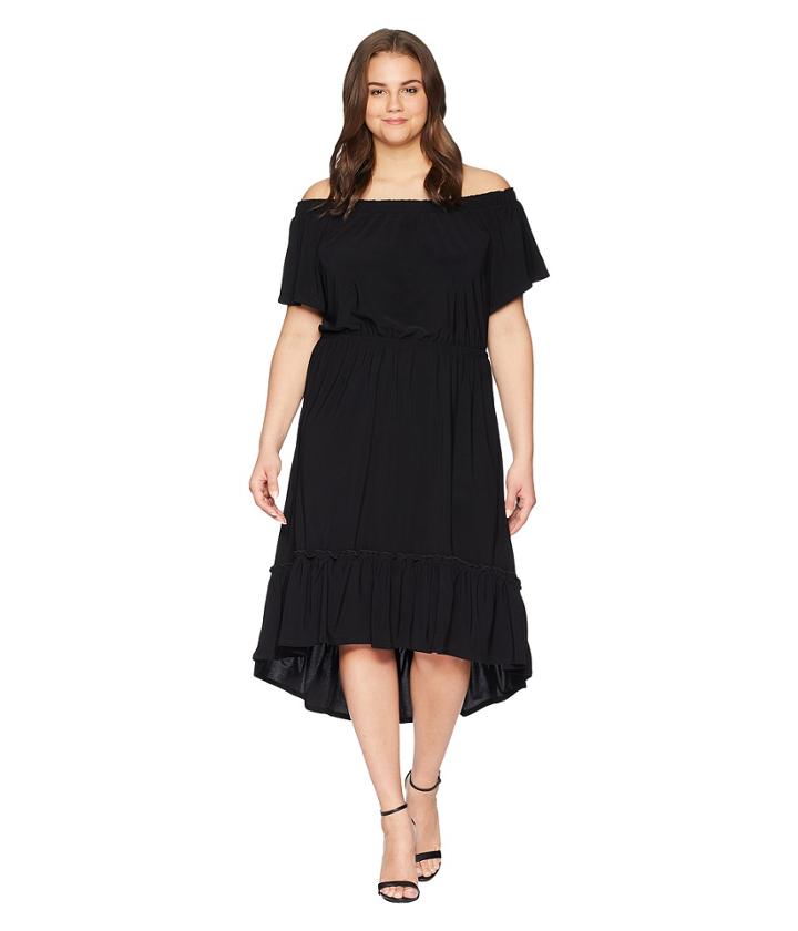 Karen Kane Plus - Plus Size Off The Shoulder Ruffle Hem Dress