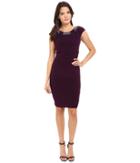 Vince Camuto - Fitted Cap Sleeve Dress With Beaded Neckline