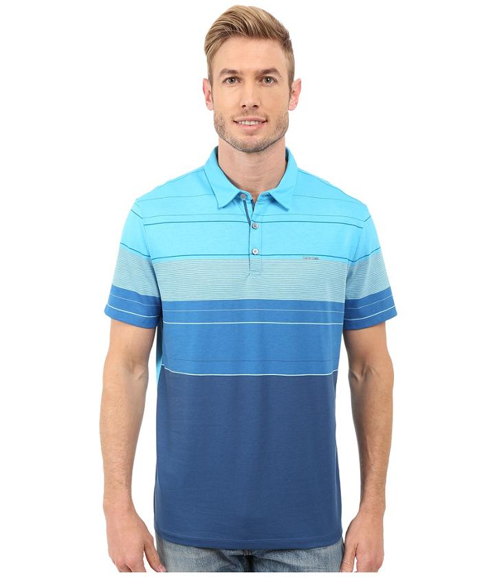 Calvin Klein - Classic Fit Liquid Cotton Stripe Polo Shirt