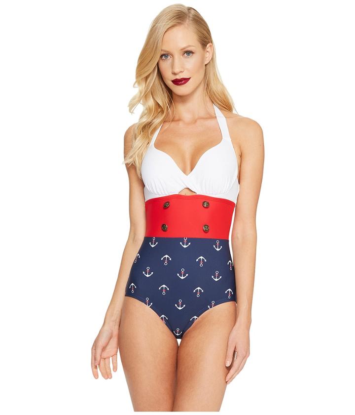 Unique Vintage - Mrs. Liberty Nautical One-piece Swimsuit