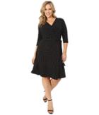 Vince Camuto Plus - Plus Size 3/4 Sleeve Island Pin Dot Faux Wrap Dress