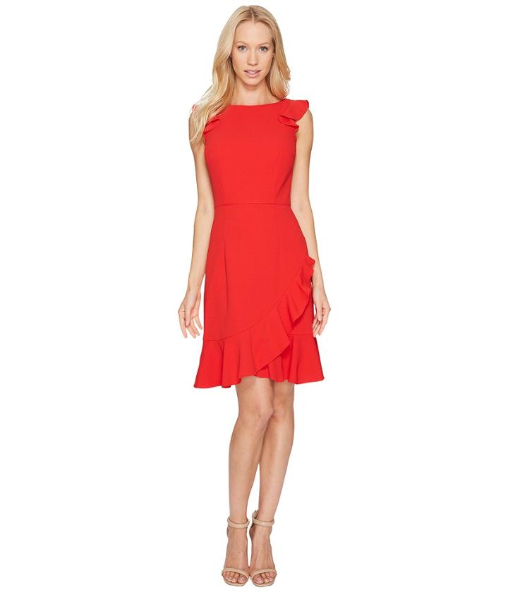 Donna Morgan - Sleeveless Crepe Dress With Ruffle Hem