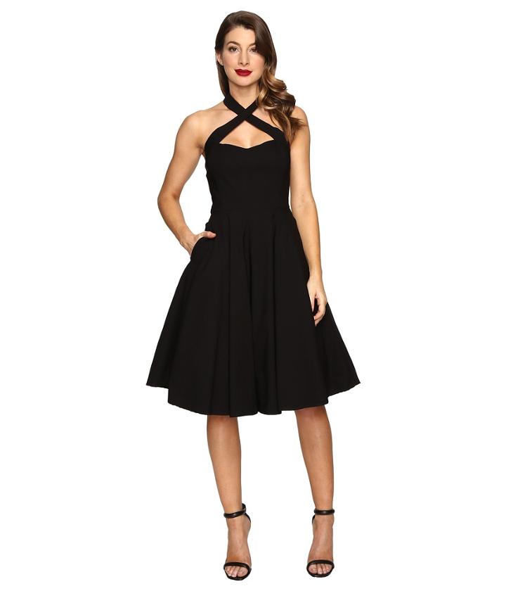 Unique Vintage - Crisscross Neck Rita Swing Dress