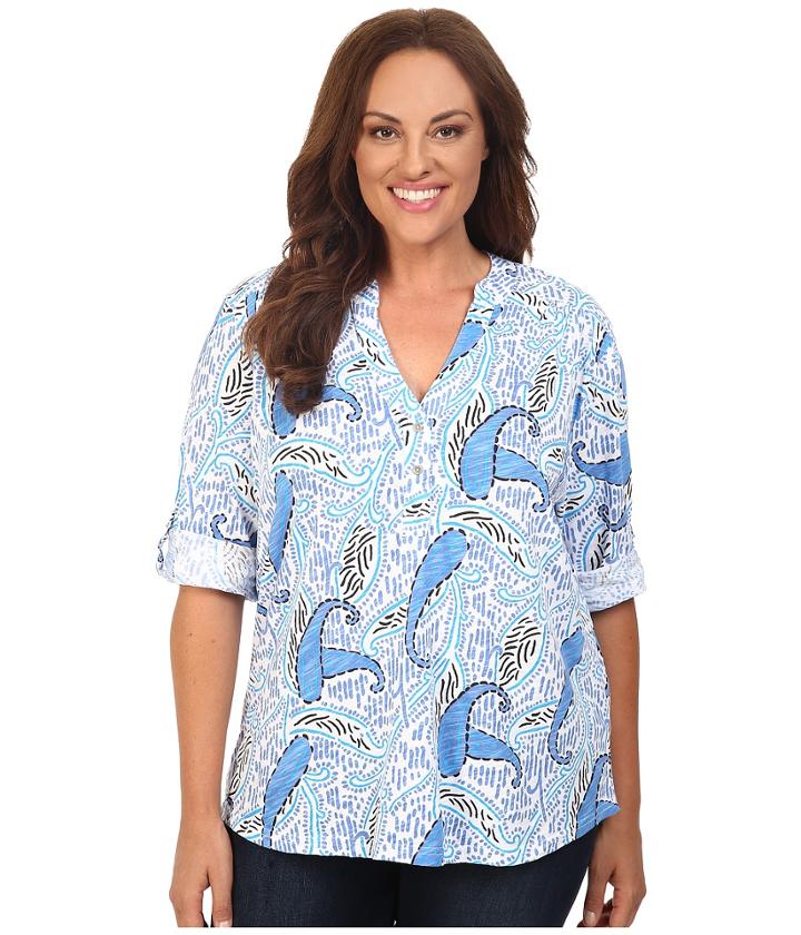 Fresh Produce - Plus Size Paisley Dockside Henley